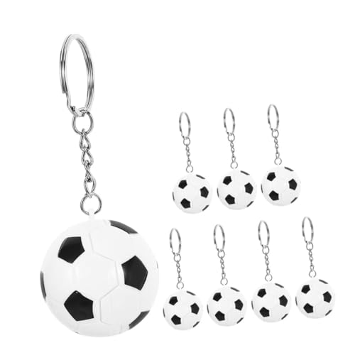 Mikinona 8 Stück Sportlicher Fußball Schlüsselanhänger Robustes Metall Abs Schwarz-weißer Fußball Anhänger als Fasching Accessoire Kleine Geschenke für Praktische Party Mitgebsel von Mikinona