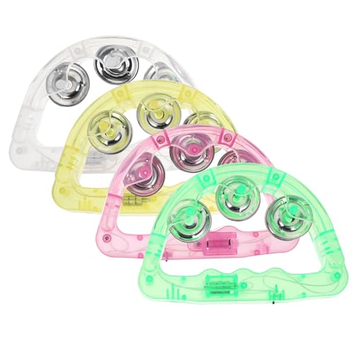 Mikinona 8 Stück Teiliges Leuchtende Handglocken mit LED Lichteffekt Leichte und Tragbare Tamburin Spielzeuge für Bandbegleitung Partys Ktv und Bühnenauftritte Zufällige von Mikinona