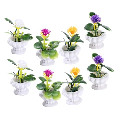 Mikinona 8 Stück Teiliges Miniatur Bonsai pflanzenmodell Realistische DIY Mini Pflanzen für Puppenhaus Dekoration Kompakte Vielseitig als Fotorequisite und Miniaturgarten Zubehör Geeignet von Mikinona