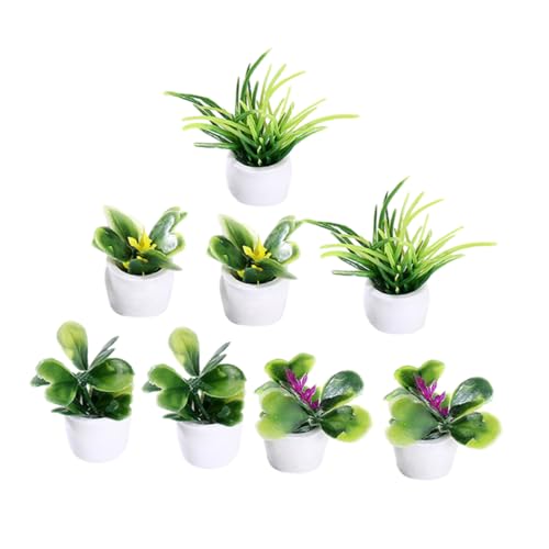 Mikinona 8 Stück Teiliges Miniatur Puppenhaus Bonsai Realistische Künstliche Mini Topfpflanzen Farbenfrohe Deko für Puppenhäuser und Mikrolandschaften Pflegefreie Mini Gartenornamente von Mikinona