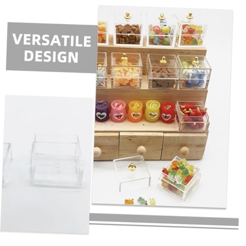 Mikinona 8 Stück Teiliges Miniatur Süßigkeiten Display Transparente Mini Boxen für Puppenhaus Detailreiche Miniatur Deko Vielseitig für DIY Foto Requisiten und Puppenzubehör von Mikinona