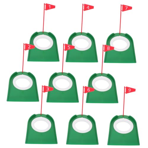 Mikinona 9 Stück Teiliges Golf Putting Cup aus Kunststoff mit Abnehmbarer Roter Flagge Trainingshilfe für Indoor und Outdoor Puttings mit Zusätzlichem Innenring für Präzises Üben und von Mikinona