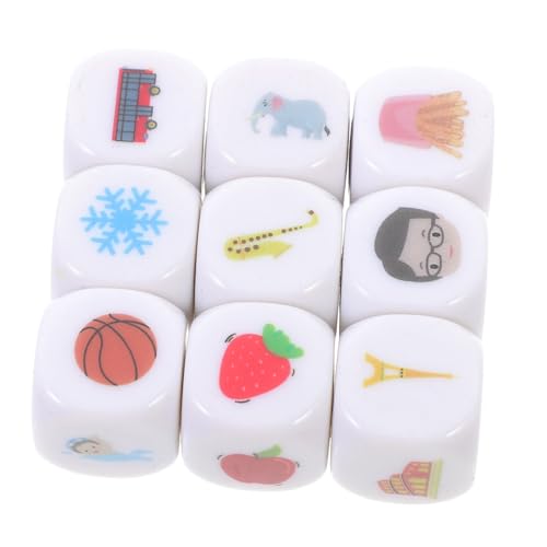 Mikinona 9 Stück Teiliges Storytelling Würfel mit Bunten Acrylmotiven Tragbar im Samtbeutel Lernspielzeug für Sprachförderung Kreativität Logisches und Vielseitige Spieleinsatzmöglichkeiten von Mikinona