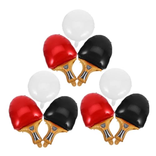 Mikinona 9 Stück Teiliges Tischtennis Ballon mit Roten und Schwarzen Schlägern Sowie Weißen Bällen Wiederverwendbare Sportparty Deko für Geburtstage Karneval Sportliche Events und von Mikinona