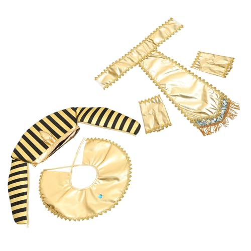 Mikinona Ägyptisches Kostümset Teilig mit Verstellbarem Gürtel Kopfschmuck Kragen und Ärmeln Einzigartiges Cosplay Zubehör für Halloween Mottoparty und Ägyptisches Pharaoh Design von Mikinona