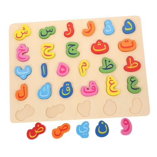 Mikinona Arabisches Alphabet Holzpuzzle Montessori Steckspielzeug für Mittlere Farbig Pädagogisch Fördert Feinmotorik Kognitive Fähigkeiten Spielerisches Kindergarten Vorschule von Mikinona