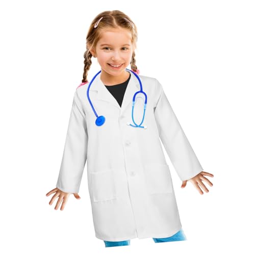 Mikinona Arztkittel mit Funktionierendem Baumwolle Große Taschen Robust Genäht Vielseitiges Arztkostüm für Rollenspiele Bühnenauftritte Kostümpartys und Cosplay von Mikinona