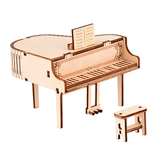 Mikinona DIY Holzpuzzle Spieluhr Klavierform Pädagogisches Montagespielzeug für Kreatives Holzmodell Fördert Vorstellungskraft und Feinmotorik für Junge Mädchen und Jungen von Mikinona