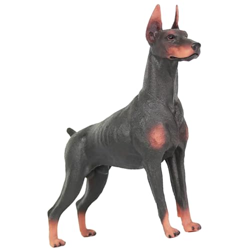Mikinona Dobermann Hundefigur aus Kunststoff Realistisch und Lebensecht Pädagogisches Kinderspielzeug Dekorative Tierfigur für Schreibtisch und Wohnraum Stabile Sammelfigur von Mikinona