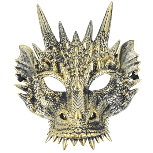 Mikinona Drachenmaske Gruselmaske Pelzmaske Halloweenmaske Masken Cosplay Drachenmaske Halloween Drache Gruselige Halloween Kostüme Maske Kostüm Für Goldener Kunststoff von Mikinona