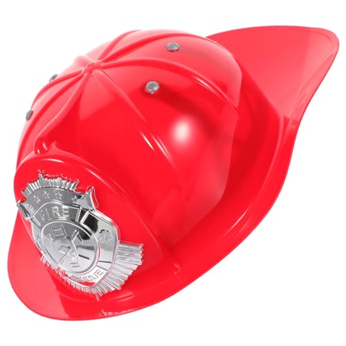 Mikinona Feuerwehrhelm Rot Robustes Kunststoffspielzeug Verstellbare Sicherer Feuerwehrmützen Ersatz für Rollenspiel und Kostüm Geeignet für Jungen und Mädchen für Feuerwehr Kostüm Zubehör von Mikinona