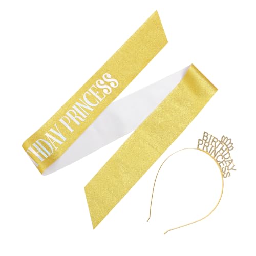 Mikinona Geburtstags Set Prinzessin Krone Stirnband und Glitzer Schärpe Funkelndes Rhinestone Haarband für Mädchen und Frauen Party Accessoire für Geburtstagsfeiern und Festliche Anlässe Mikinona Geburtstags Set Prinzessin Krone Stirnband und Glitzer Schärpe Funkelndes Rhinestone Haarband für Mädchen und Frauen Party Accessoire für Geburtstagsfeiern und Festliche Anlässe von Mikinona