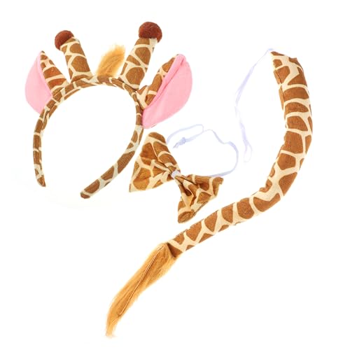 Mikinona Giraffenstirnband Und -set Für Junge Mädchen Inklusive Tierstirnbänder Giraffenohren-stirnband Fliege Cosplay- Haarreifen Für Halloween-cosplay von Mikinona