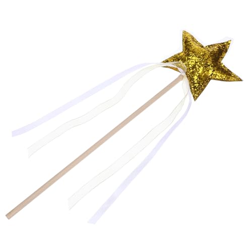 Mikinona Goldener Stern zauberstab mit Band Leichter Feenstab für Mädchen Vielseitig für Cosplay Bühnenauftritte Partydekoration und Verkleidung Kreatives Märchen Design von Mikinona