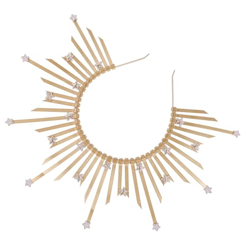 Mikinona Goldener Sunburst Kopfschmuck Damen Sonnenstrahl Haarreifen Leichtes Bequemes Cosplay Headband für Halloween Party Fotografie Retro events und Festliche Anlässe von Mikinona