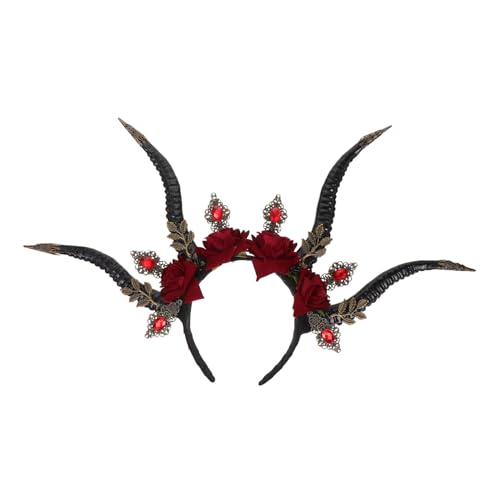 Mikinona Gothic Teufelshörner Haarreif aus Kunststoff Einzigartiger Ox Horn Kopfschmuck für Halloween Partys Cosplay Modisches Festival Stirnband Mikinona Gothic Teufelshörner Haarreif aus Kunststoff Einzigartiger Ox Horn Kopfschmuck für Halloween Partys Cosplay Modisches Festival Stirnband von Mikinona