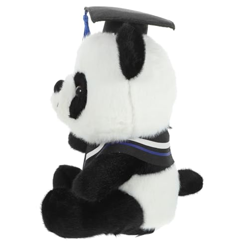 Mikinona Graduation Plüschtier Panda mit Doktorhut Weiches Kuscheltier in Blau mit Dreieckstuch Süßes Cartoon Stofftier als für Absolventen Flauschiges Kuscheltier zum Gratulieren von Mikinona