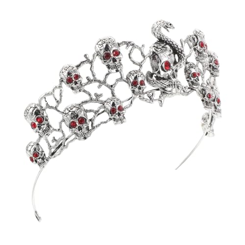 Mikinona Halloween Goth Skull Crown mit Funkelnden Strasssteinen Leichter Auffälliges Party-accessoire für Halloween Cosplay und Festliche Anlässe von Mikinona