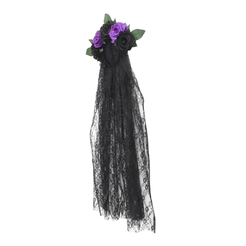 Mikinona Halloween Haarband mit Veil und Rosenblüten Cosplay Kopfschmuck für Kostümparty und Festlichkeiten Vielseitige Dekoration für Damen Bequem Mikinona Halloween Haarband mit Veil und Rosenblüten Cosplay Kopfschmuck für Kostümparty und Festlichkeiten Vielseitige Dekoration für Damen Bequem von Mikinona