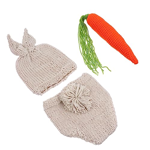Mikinona Handgestricktes Hasenfotokostüm Set Monate Weiche Kleidung Fotoshooting Outfit Festliche Babyfotografie Requisiten Zubehör von Mikinona