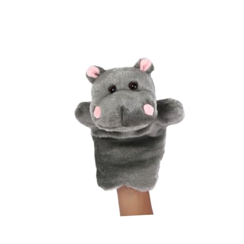 Mikinona Handpuppe Hippo Plüsch Dunkelgrau für Storytelling Motorikspielzeug Babyspielzeug Puppentheater Interaktives Lernspielzeug zur Kommunikation und Fantasie von Mikinona