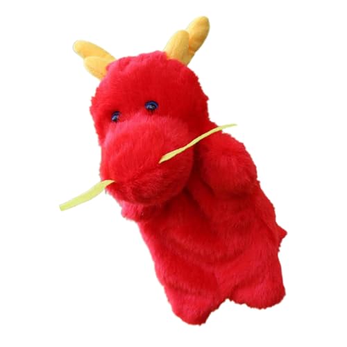 Mikinona Handpuppe Plüsch Drache Rot Cartoon Tier Kuscheltier Interaktiv Storytelling für Erwachsene Motorik Kommunikation von Mikinona