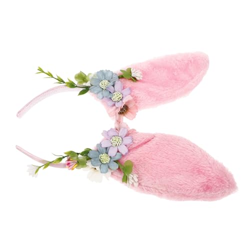 Mikinona Hasenmädchen Stirnband Hasenohren als Kopfbedeckung Hasenohren Haarschmuck Frühlingshasen Haarband Tier-Cosplay-Kostüm Partystirnband für Erwachsene Stirnband für Frauen Stoff Rosa von Mikinona