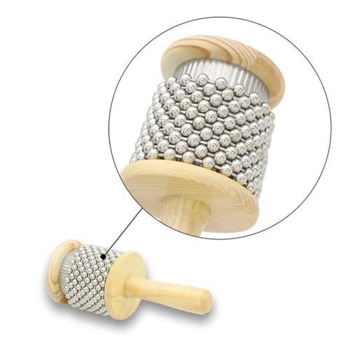 Mikinona Holz Cabasa Hand Shaker Leicht Drehbare Perlen Rhythmisches Musikspielzeug Vorschule Lernhilfe für Musikbegleitung und Therapie von Mikinona