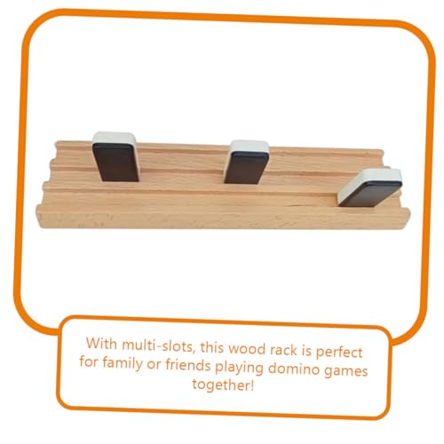 Mikinona Holz Domino Halter mit Rutschfester Basis Stabiles Desktop Domino Rack aus Natürlichem Holz Leichter Organizer Praktische Halterung für Familien Gesellschaftsspiele von Mikinona