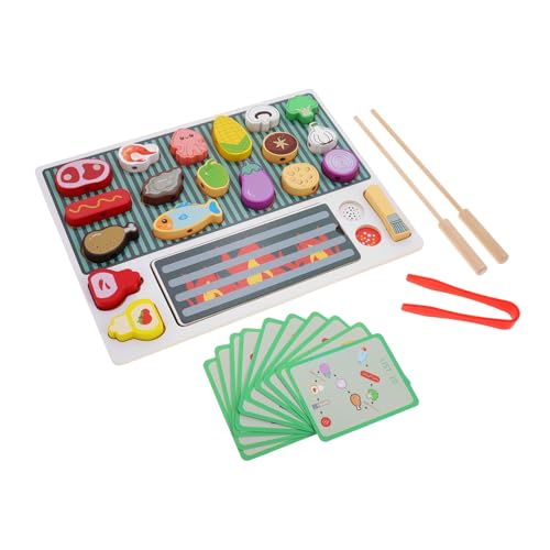 Mikinona Holz Grillspielset Teiliges Rollenspiel Kochset mit Realistischem BBQ und Langlebigem Design Geeignet für Kleinkinder Pädagogisches Grillspielzeug für Jungen und Mädchen von Mikinona