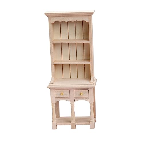 Mikinona Holz Mini Bücherregal Schrank Modell Stabiles Miniaturmöbel für Puppenhaus Dekoration und Rollenspiel Langlebig und Kreativ von Mikinona