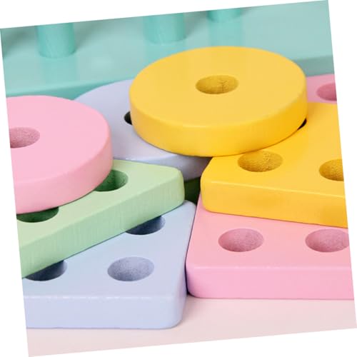 Mikinona Holzbauklötze Geometrische Stapelspielzeug Pädagogisch Kreativ Für Feinmotorik Ab Jahren Zufällige Farbe Zufällige Farbe von Mikinona