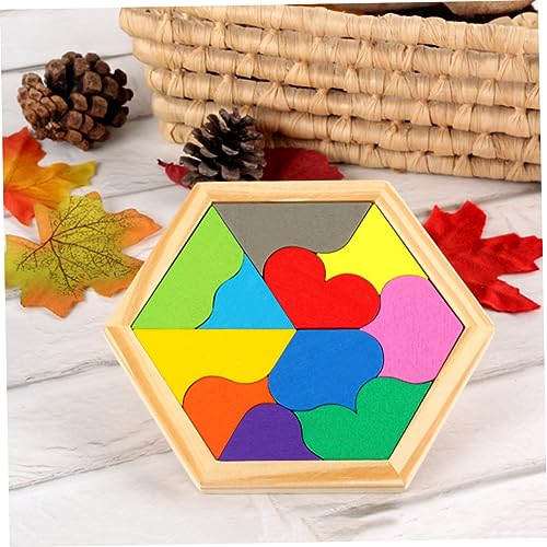Mikinona Holzpuzzle Herzform Bunt Sechseckig Lernspielzeug für Ab Jahre Pädagogisch Fördernd Kreativitätsanregend Sicher mit Wasserbasierter Farbe Eltern Junge Mädchen Interaktivspielzeug von Mikinona