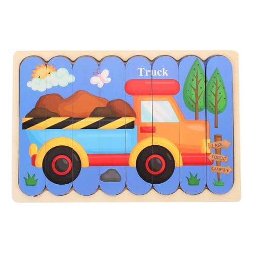 Mikinona Holzpuzzle Pädagogisches Lernspielzeug mit Bunten Cartoon Formen Doppelseitige Steckpuzzle für Kleinkinder Fördert Kreativität Logik und Feinmotorik Geschenk Ab Jahren von Mikinona