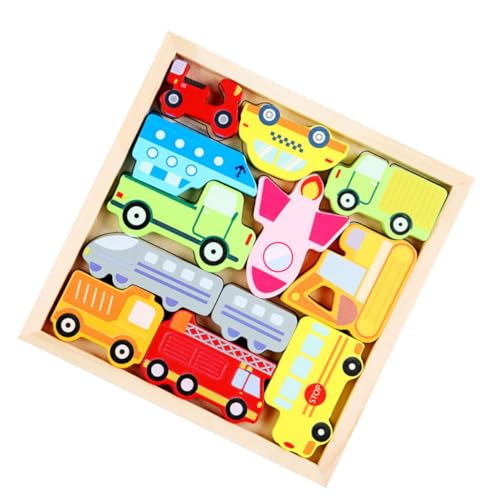Mikinona Holzpuzzle für Kleinkinder Motorisches Lernspielzeug Schadstofffrei mit Glatten Kanten Pädagogisches Fahrzeug Puzzle Hand Auge koordination und Kognitiver Entwicklung als Geschenk von Mikinona