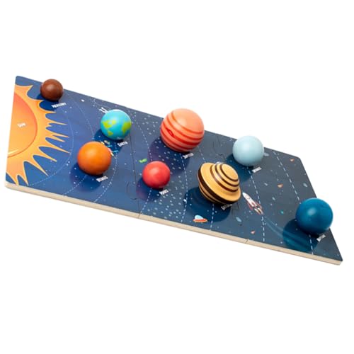Mikinona Holzspielzeug Sonnensystem Puzzle Teilige Lernspielzeug mit Planetarer Erkennung Sicher Griffig Farbenfroh Montessori Holzpuzzle für Junge Mädchen und Kleinkinder von Mikinona