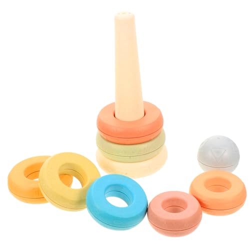 Mikinona Junge Mädchen Runde Stapelringe aus Hautfreundlichem Farbigem Silikon für Kleinkinder Ab Monate Motorikförderndes Lernspielzeug zur Form Farbenerkennung Interaktives von Mikinona