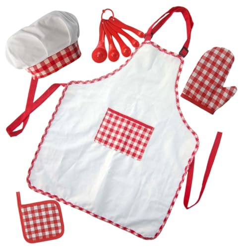 Mikinona Kinderkochset mit Verstellbarer Kochschürze und Hut aus Hochwertigem Material Mini Back Kochzubehör für Kleinkinder zum Backen Kochen und Malen Pflegeleicht und Robust von Mikinona