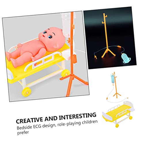 Mikinona Kinderspielzeug Medizinisches Krankenhausbett Set Realistisches mit Infusionsflasche Stabiles und Leichtes Rollenspiel Zubehör für Nachspielen und Dekorieren von Mikinona