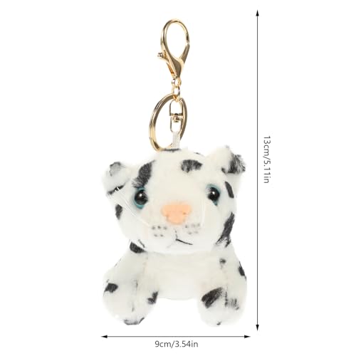 Mikinona Kuscheliger Plüsch Schlüsselanhänger Schneeleopard Niedliches Cartoon Tier Design Weiches Stofftier Anhänger für Rucksack und Taschen Geschenk für Erwachsene von Mikinona