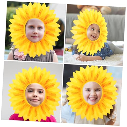 Mikinona Lustiges Sonnenblumen Kostüm Gelb Kopfbedeckung Sonnenblumen Haube für Fasching Karneval Party Fotorequisite von Mikinona