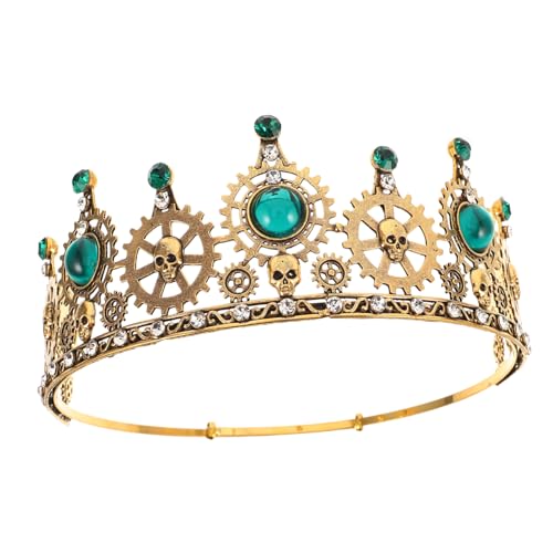 Mikinona Männer Vintage Skull Crown mit Zahnradelementen und Strass Leichtes Komfortables Königliches Diadem für Halloween Karneval Cosplay und Partyaccessoires Mikinona Männer Vintage Skull Crown mit Zahnradelementen und Strass Leichtes Komfortables Königliches Diadem für Halloween Karneval Cosplay und Partyaccessoires von Mikinona