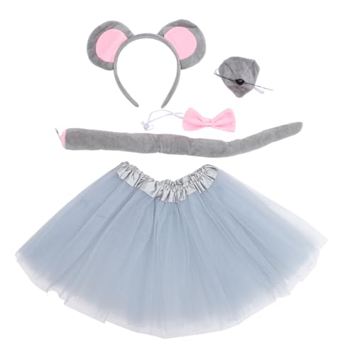 Mikinona Mäusekostüm Zubehör Set Teilig Mausohren Stirnband Nase Fliege Tutu Rock für Halloween Party Cosplay Geburtstagsfeier und Rollenspiel von Mikinona
