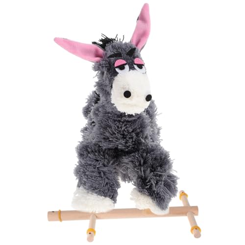 Mikinona Marionetten Esel aus Hochwertigem Kiefernholz und Plüsch Interaktive Tier Marionette mit Zugfaden für Kreatives Puppentheater und Fantasievolles Dunkelgrau von Mikinona
