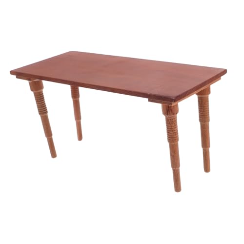 Mikinona Maßstab Holz Esstisch Cherry Wood Miniaturmöbel für Puppenhaus Küche Kompakte Robuste Miniaturmöbel für Spielhäuser und Puppenhäuser von Mikinona
