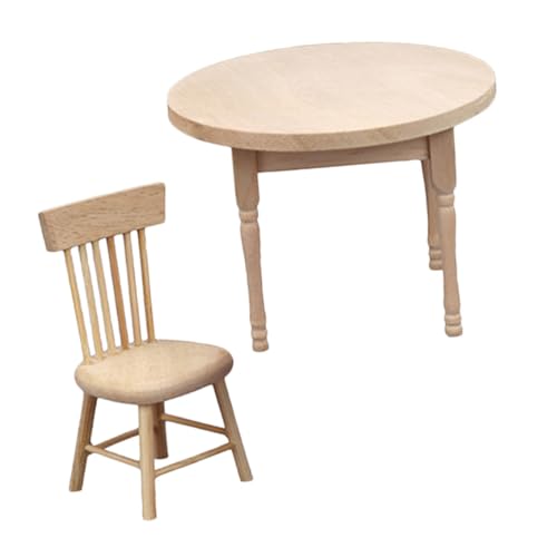 Mikinona Maßstab Küchenmöbel Set Miniatur Runder Esstisch und Stuhl Multifunktionales Puppenhaus Esszimmer Zubehör für Dioramen und Dekoration von Mikinona