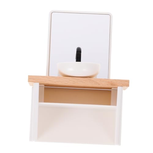 Mikinona Maßstab Simulation Washbasin Robuste Holz Kunststoff Kombination Dekoratives Puppenhaus Möbel Geeignet für Puppenhaus Miniatur Wohnlandschaft von Mikinona