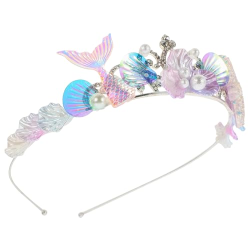 Mikinona Meerjungfrau Haarschmuck mit Muschel Seestern dekor Glitzerndes Stirnband für Mädchen Langlebiges Diadem für Kostüm Party Karnevalsfeiern Zauberhafte Kopfbedeckung von Mikinona