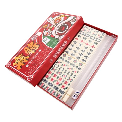 Mikinona Mini Mahjong Set Tragbar mit Aufbewahrungsbox Leichtes Chinesisches Mahjong Kit für Party Reisen Camping und Indoor Spielspaß Klar Bedruckte Spielsteine Kompaktes Tischspiel Set von Mikinona