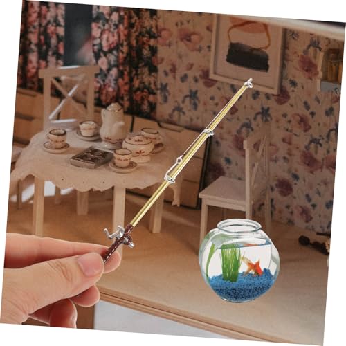 Mikinona Miniatur Angelruten Deko mit Fischernetz Realistische Puppenhaus Zubehör für DIY Mikro Landschaft Detailgetreue Mini Haus Dekoration Vielseitige Wohnaccessoires von Mikinona